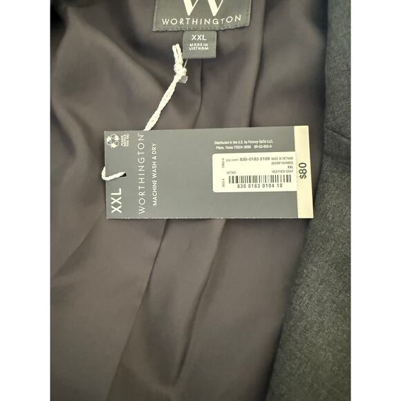 New Worthington Heathered Gray Single Button Relaxed Fit Blazer Jacket Size XXL - Picture 4 of 5